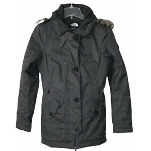 The North Face Womens down‎ Parka Coat XS Dark gray removable fur on hood